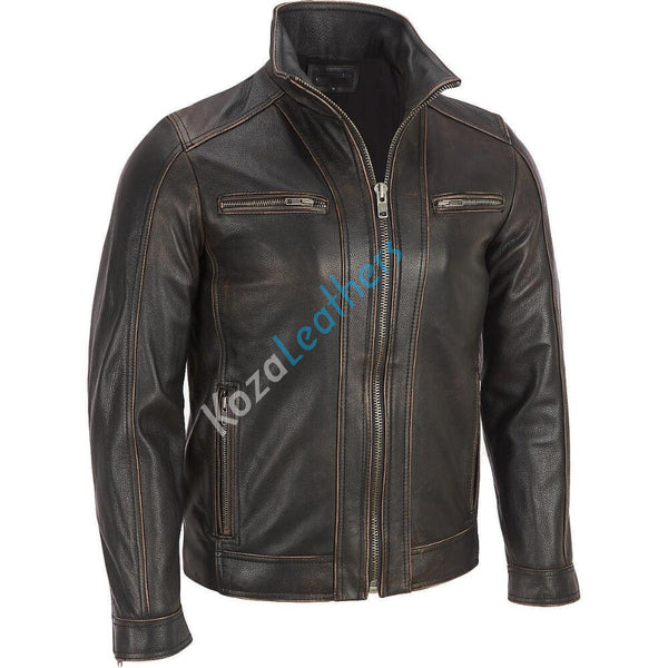 Men s Genuine Lambskin Bomber Leather Jacket NJ012 Koza Leathers