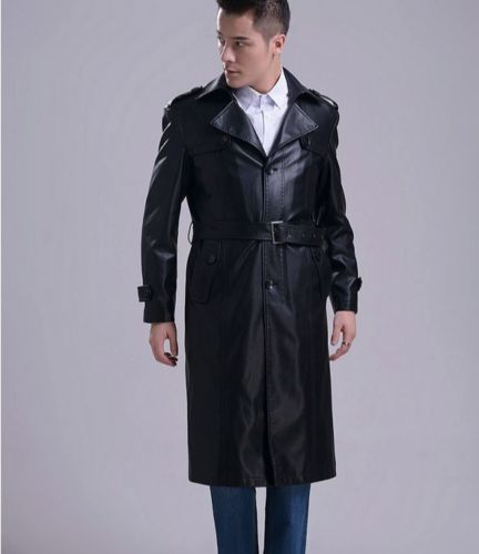 Koza Leathers Men s Genuine Lambskin Trench Coat Real Leather Jacket TM024