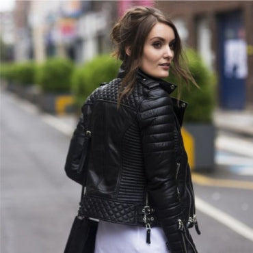 Koza Leathers Women's Genuine Lambskin Trench Coat Real Leather Jacket