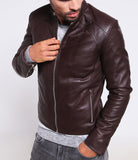 Biker Jacket - Men Real Lambskin Motorcycle Leather Biker Jacket KM238 - Koza Leathers