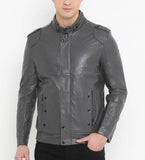 Biker Jacket - Men Real Lambskin Motorcycle Leather Biker Jacket KM530 - Koza Leathers