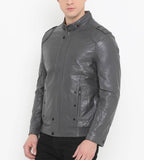 Biker Jacket - Men Real Lambskin Motorcycle Leather Biker Jacket KM530 - Koza Leathers