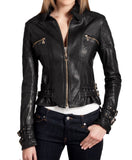 Biker / Motorcycle Jacket - Women Real Lambskin Leather Biker Jacket KW027 - Koza Leathers