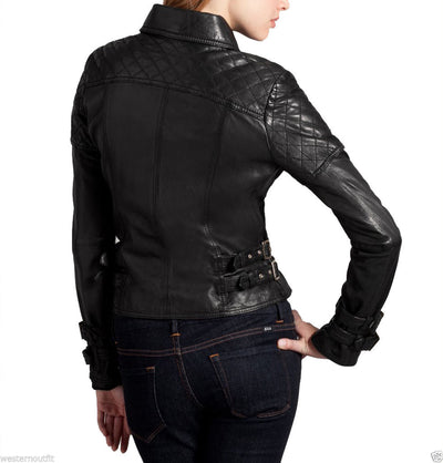 Women's Genuine Leather Motorcycle Jackets | Real Leather Biker Jacket ...