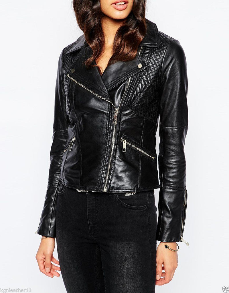 Women's 100% Leather Motorcycle Jacket