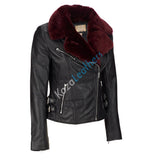 Biker / Motorcycle Jacket - Women Real Lambskin Leather Biker Jacket KW114 - Koza Leathers