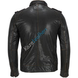 Biker Jacket - Men Real Lambskin Motorcycle Leather Biker Jacket KM170 - Koza Leathers