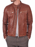 Biker Jacket - Men Real Lambskin Leather Jacket KM132 - Koza Leathers