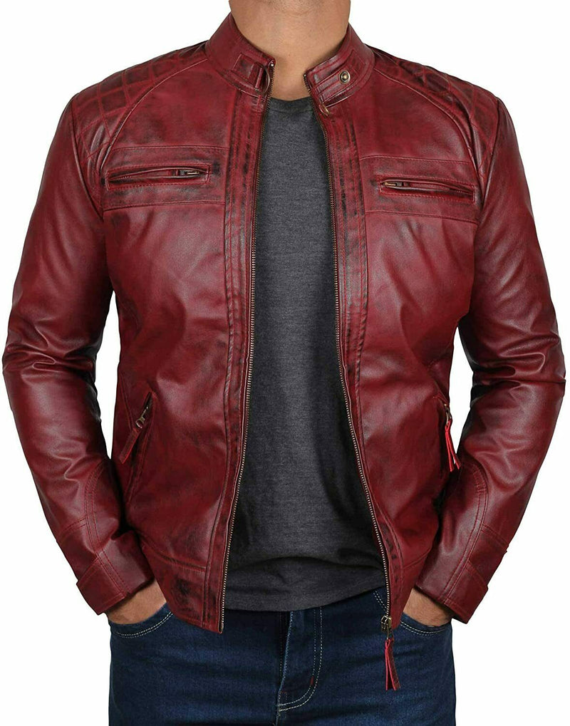 Buy Bomber Men Leather Jacket, Hand Made Brown Genuine Leather Jacket With  Hoodie Mens Leather Jacket Slim Fit Jacket Top Quality Jacket Sale Online  in India - Etsy