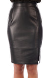 Knee Length Skirt - Women Real Lambskin Leather Slim Fit Skirt WS048 - Koza Leathers