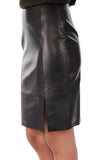 Knee Length Skirt - Women Real Lambskin Leather Slim Fit Skirt WS048 - Koza Leathers