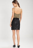 Knee Length Skirt - Women Real Lambskin Leather Mini Skirt WS120 - Koza Leathers