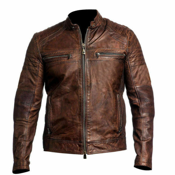 Koza Leathers Men's Genuine Lambskin Leather Vintage Bomber Jacket VJ0