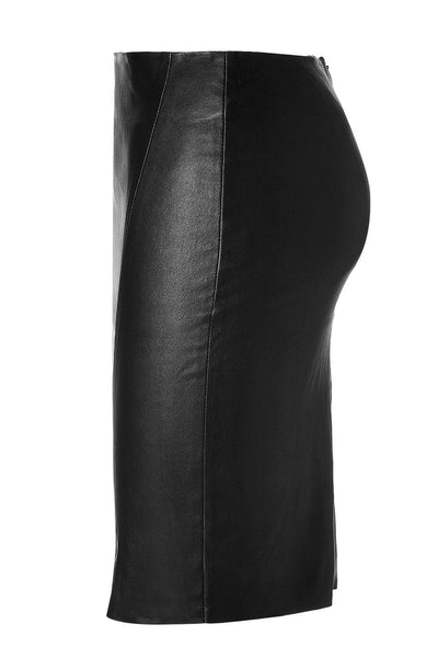 Women Real Lambskin Leather Knee Length Skirt WS002 - Koza Leathers