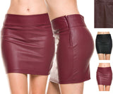 Knee Length Skirt - Women Real Lambskin Leather Mini Skirt WS030 - Koza Leathers